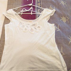 Sundance Catalog white top w/ beaded design